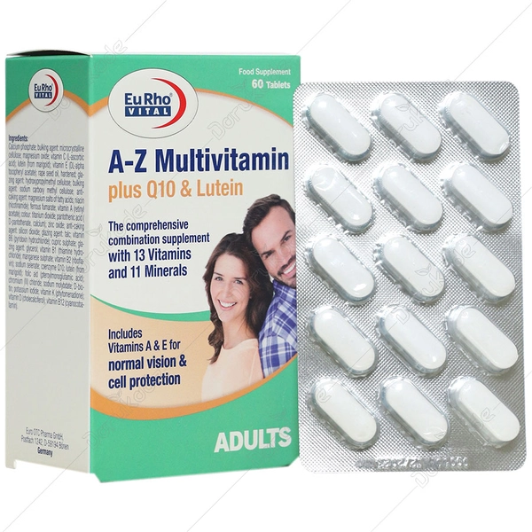 قرص A-Z مولتی پلاس کیوتن و لوتئین-یوروویتال 60 عددی