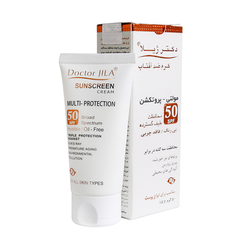 دکتر ژیلا کرم ضدآفتاب مولتی پروتکشن 50 بدون رنگ فاقد چربی