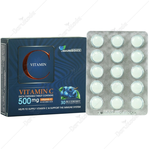 قرص جویدنی ویتامین ث 500 میلی گرم نیچربایوتیکس 30 عدد