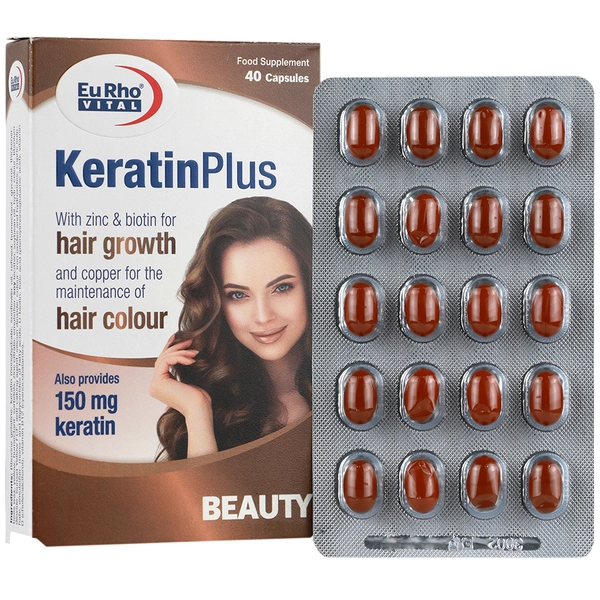 کپسول ژلاتینی نرم کراتین پلاس یوروویتال 40 عدد