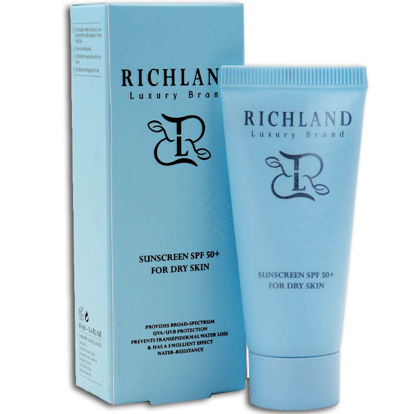 کرم ضدآفتاب بی رنگ SPF50 پوست خشک ریچلند